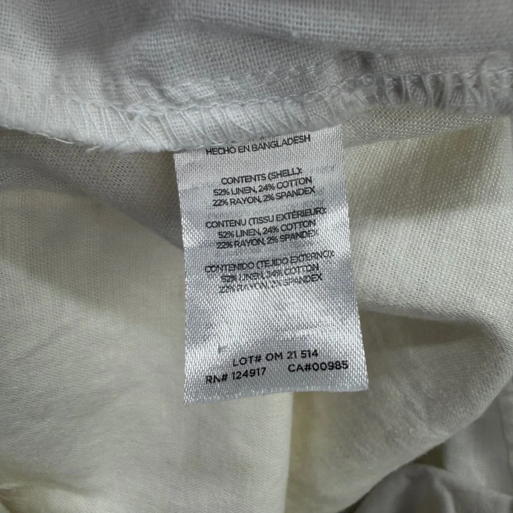 Onia Linen Blend Pants Mens 38x30‎ Cream Button Fly Straight Lounge Resort Beach